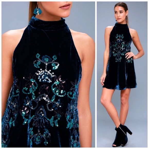 SOLD ❌ NWT Free People Sequin Velvet Swing Dress - Picture 2 of 6